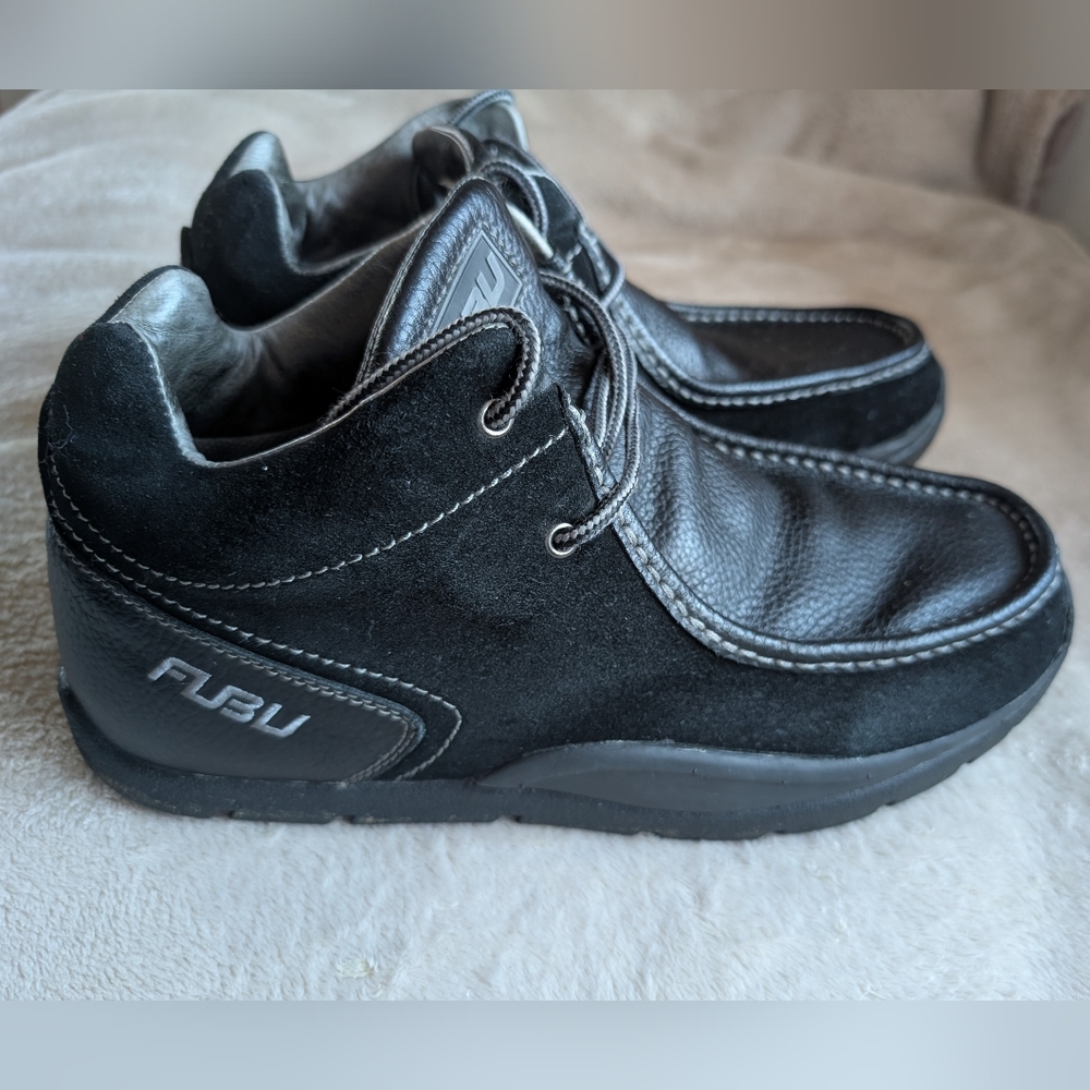 FUBU Men’s Black Suede & Leather Casual Chukka Shoes - Picture 3 of 8